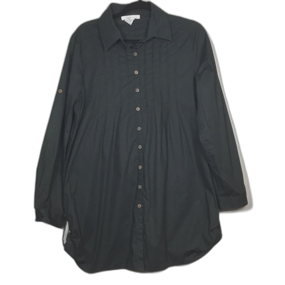 Black shirt dress button down back and front western style pleat front size L